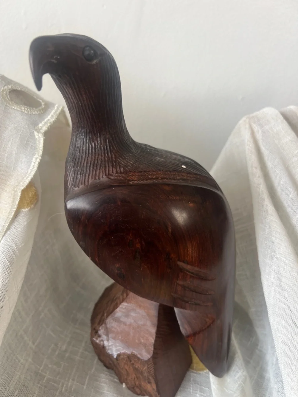 Vintage Brown Hand-Carved Wooden Bird Toy - Rustic Pet Accessory
